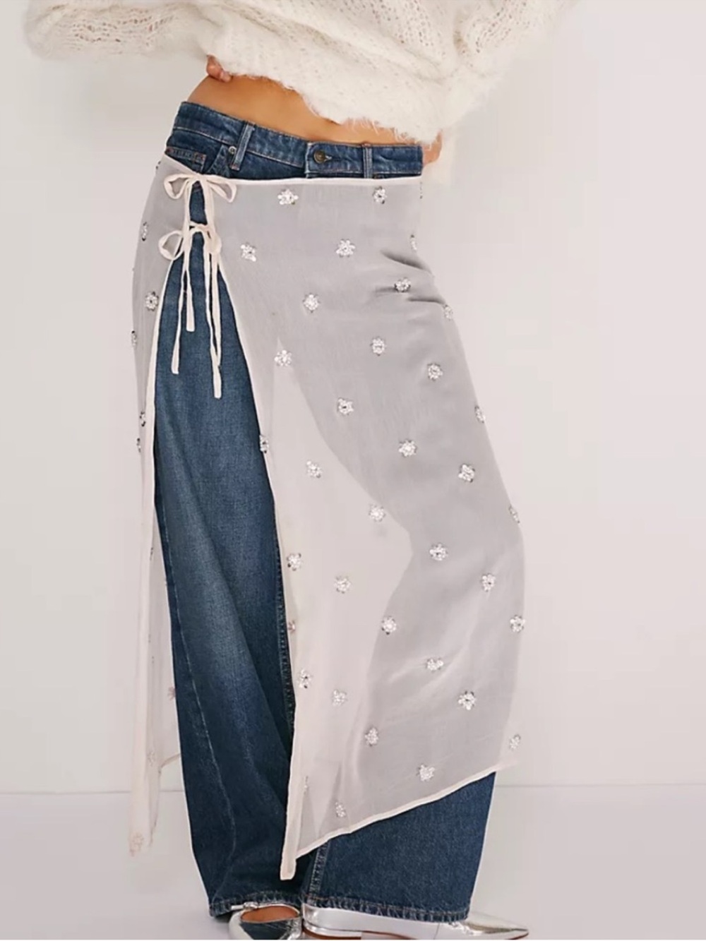 Embellished Apron Sarong Embellished Middleton Pink Semi Sheer Side Ties Sequins